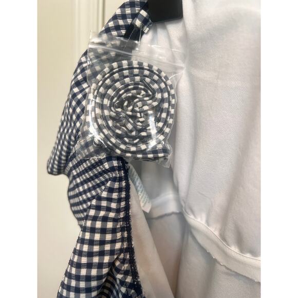 Kona Sol Flounce Blue Gingham Plaid One Piece Convertible Straps Swimsuit Sz XL - Picture 4 of 6